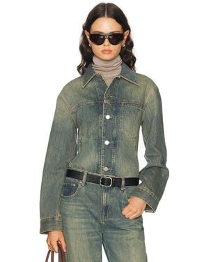 Helmut Lang Crop Tucker Denim Jacket - Green
