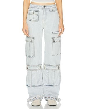 GRLFRND Lara Low Rise Wide Leg Cargo Jeans - Multicolor