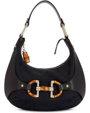 Gucci Bamboo Horsebit Hobo Bag - Black