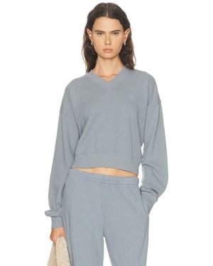 ÉTERNE Cropped V Neck Sweatshirt - Blue