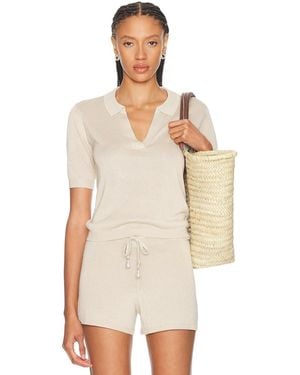 La Porte Odette Knit Polo Top - Natural