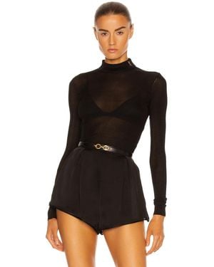 Saint Laurent Cassandra Logo Top - Black