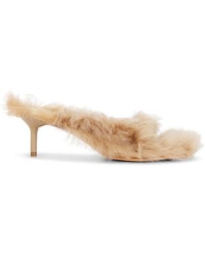 Acne Studios Beverly Shearling Kitten Sandal - White