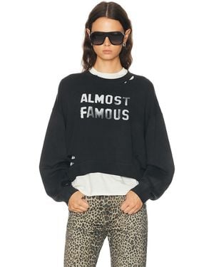 R13 Almost Famous Cropped Crewneck Sweatshirt - Blue