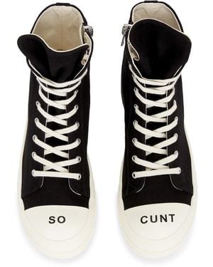 Rick Owens High Top Sneaks With So Cunty Print - Black
