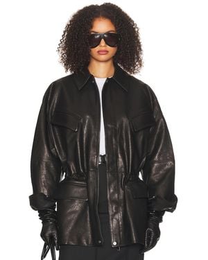 Helsa The Peplum Leather Moto Jacket - Black