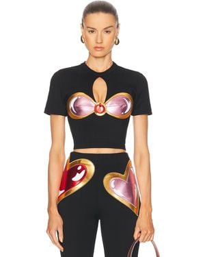 Area Colorblock Gem Cup T-Shirt - Black