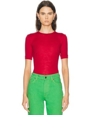 Versace Short Sleeve Rib Top - Red