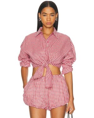 AEXAE Linen Shirt Tie Top - Red