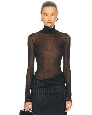 Mugler Turtleneck Jersey Top - Black