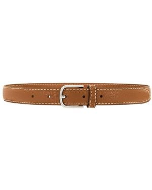 TOTEME Slim Grained Leather Trouser Belt - Brown