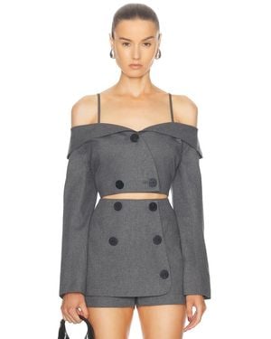 Matthew Bruch Off Shoulder Double Breasted Top - Gray