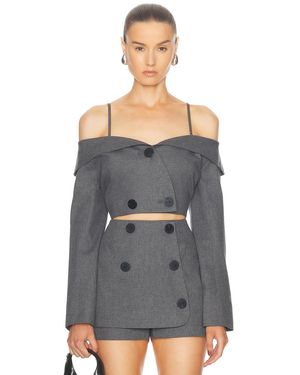 Matthew Bruch Off Shoulder Double Breasted Top - Gray