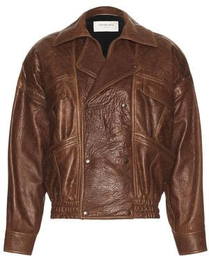 Saint Laurent Leather Jacket - Brown