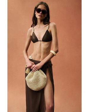 SAME For Fwrd Stone Strap Triangle Bikini Top - Brown