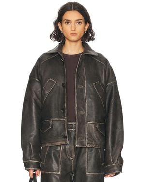 【関税込み】Saks Potts シルバー Miami レザーコート 241231F064004_1.jpg