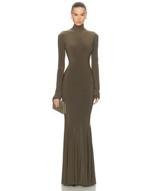 Norma Kamali For Fwrd Long Sleeve Turtleneck Fishtail Gown - Natural