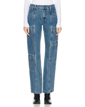GRLFRND Naomi Low Rise Slim Cargo Jeans - Blue
