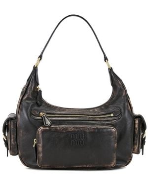 Miu Miu Nappa Old Shoulder Bag - Black