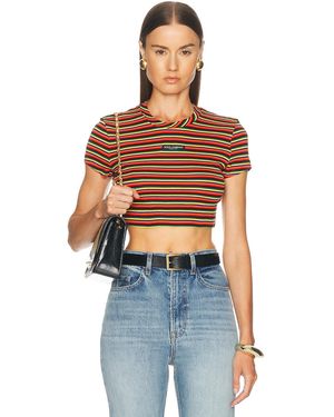 Dolce & Gabbana Jersey Rigato Cropped T-Shirt - Blue