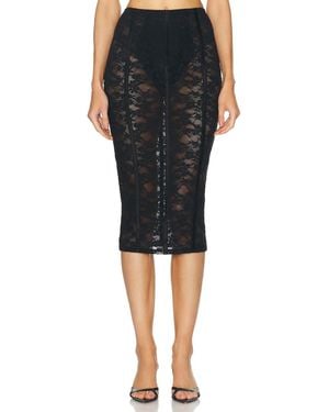 Fleur du Mal Le Stretch Lace Pencil Skirt - Black