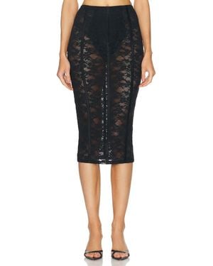 Fleur du Mal Le Stretch Lace Pencil Skirt - Black