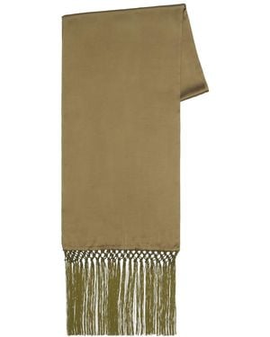 Helsa Satin Scarf Tie With Tassels - Green