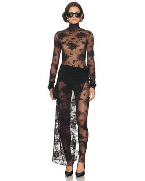 ANDAMANE Tessa Lace Turtleneck Open Back Jumpsuit - Black