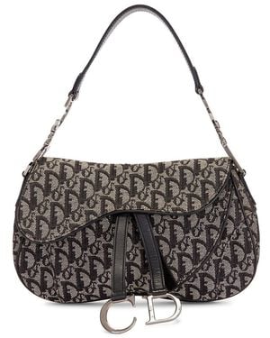 Dior Trotter Oblique Double Saddle Bag - Black