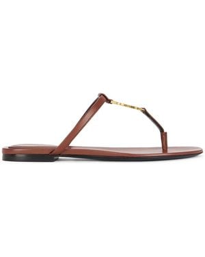 Saint Laurent Cassandra Flat Sandal - Brown