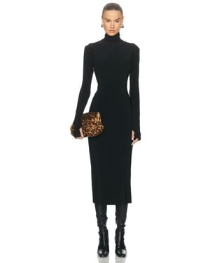 Norma Kamali Long Sleeve Turtleneck Dress - Black