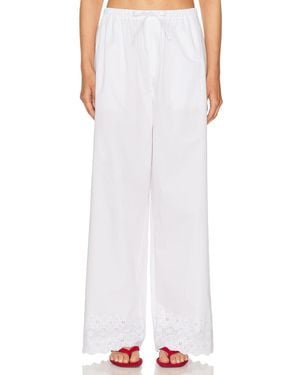 Helsa The Summer Pant With Vintage Swiss Embroidery - White