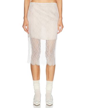 Enza Costa Sheer Lace Slip Skirt - White