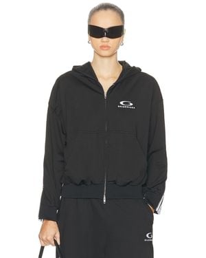 Balenciaga Zipped Zip Up Hoodie - Black