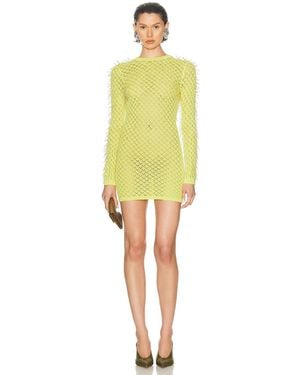 David Koma Gradient Glass Long Sleeve Mini Dress - Yellow