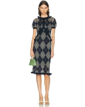 ShuShu/Tong Lace Trim Short Sleeve Knit Dress - Blue