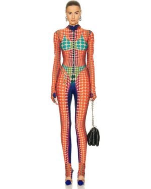 Jean Paul Gaultier High Neck Hooded Jumpsuit - Red