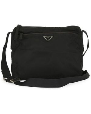 Prada Tessuto Flat Messenger Bag - Black