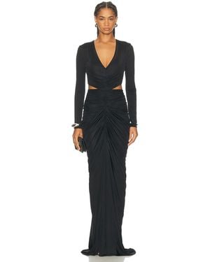 Atlein V-Neck Cut Out Pocket Gown - Black