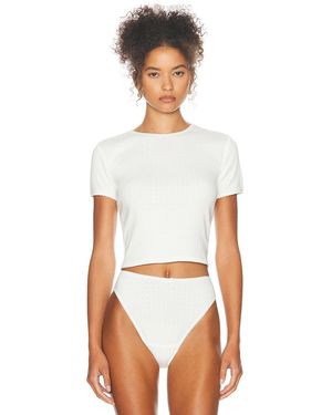 Helsa Pointelle Baby Tee - White