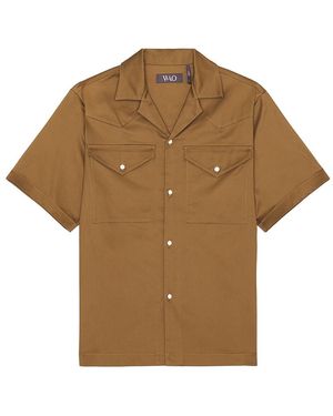 WAO Satin Western Short Sleeve Shirt - Green