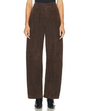 Nour Hammour Barrel Suede Pant - Brown