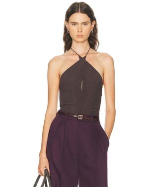 Alex Perry Cross Tie Halter Bodysuit - Purple