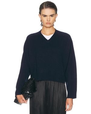 Loulou de Saison Anzor V-Neck Saddle-Sleeve Sweater - Blue