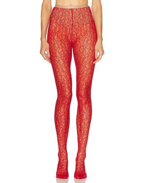 Valentino Flower Lace Tights in Red | Lyst