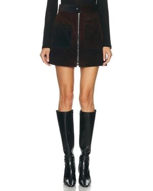 The Elder Statesman Ombre Cord Zip Skirt - Black