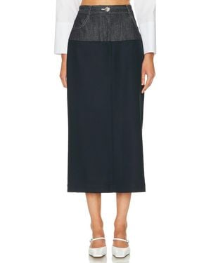 Matthew Bruch Denim Combo Midi Skirt - Black