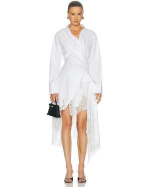 Monse Laced Cascade Shirt Dress - White