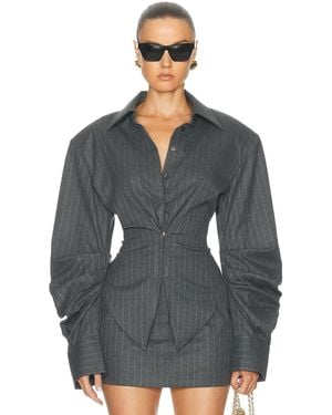 Sans Faff Pinstripe Founder's Blouse - Gray