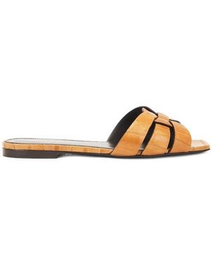 Saint Laurent Tribute Flat Sandal - Metallic